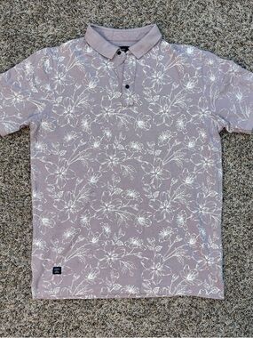 Men's Floral Polo Shirt in Light Mauve